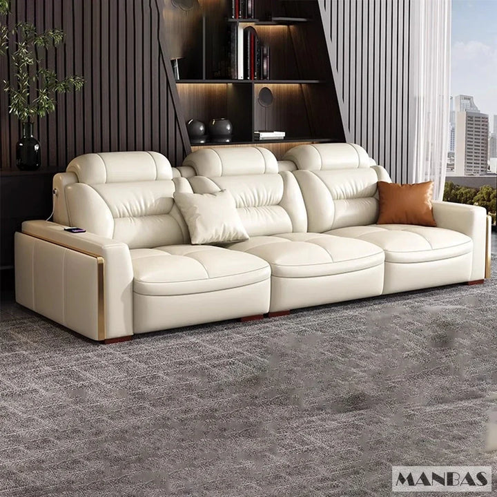 Premium Italian Leather Sectional Sofa Sets - MANBAS Living Room Furniture