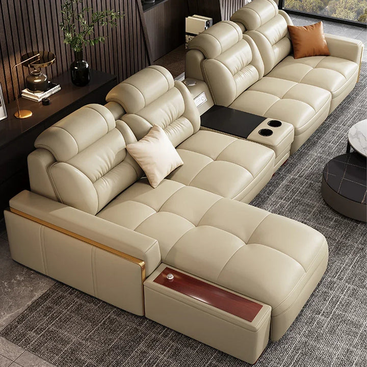 Premium Italian Leather Sectional Sofa Sets - MANBAS Living Room Furniture